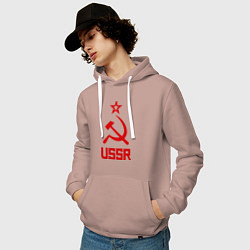 Толстовка-худи хлопковая мужская СССР - великая держава, цвет: пыльно-розовый — фото 2
