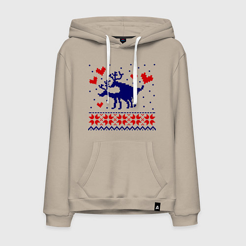 Мужская толстовка-худи Любовь оленей / Миндальный – фото 1