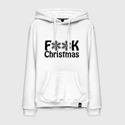 Толстовка-худи хлопковая мужская F@ck christmas, цвет: белый