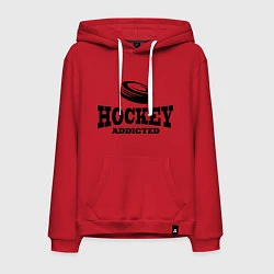 Толстовка-худи хлопковая мужская Hockey addicted, цвет: красный
