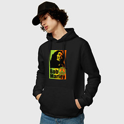 Толстовка-худи хлопковая мужская Bob Marley: Jamaica, цвет: черный — фото 2