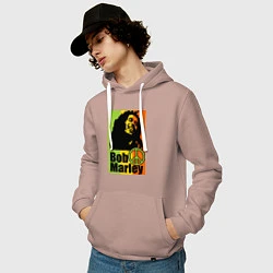 Толстовка-худи хлопковая мужская Bob Marley: Jamaica, цвет: пыльно-розовый — фото 2