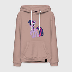 Толстовка-худи хлопковая мужская Пони Сумеречная Искорка, цвет: пыльно-розовый