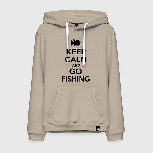 Мужская толстовка-худи Keep Calm & Go fishing / Миндальный – фото 1