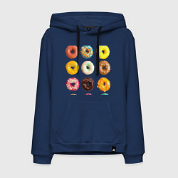 Толстовка-худи хлопковая мужская Donut Worry, цвет: тёмно-синий