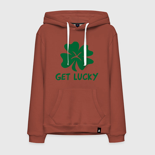 Мужская толстовка-худи Get lucky / Кирпичный – фото 1