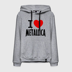 Толстовка-худи хлопковая мужская I love Metallica, цвет: меланж