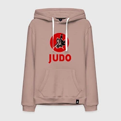Толстовка-худи хлопковая мужская Judo, цвет: пыльно-розовый