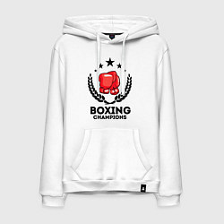 Толстовка-худи хлопковая мужская Boxing Champions, цвет: белый