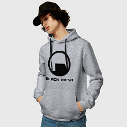 Толстовка-худи хлопковая мужская Black Mesa: Logo цвета меланж — фото 2