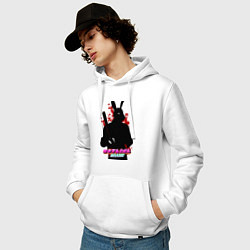 Толстовка-худи хлопковая мужская Hotline Miami: Rabbit, цвет: белый — фото 2