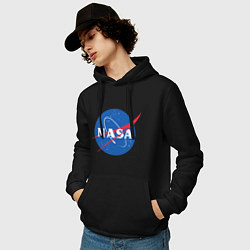 Толстовка-худи хлопковая мужская NASA: Logo, цвет: черный — фото 2