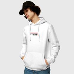 Толстовка-худи хлопковая мужская Nismo, цвет: белый — фото 2