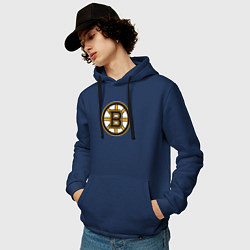 Толстовка-худи хлопковая мужская Boston Bruins, цвет: тёмно-синий — фото 2