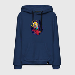 Толстовка-худи хлопковая мужская Messi Art, цвет: тёмно-синий
