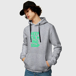Толстовка-худи хлопковая мужская Keep Calm & GGWP, цвет: меланж — фото 2