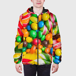 Куртка с капюшоном мужская Сладкие конфетки, цвет: 3D-черный — фото 2