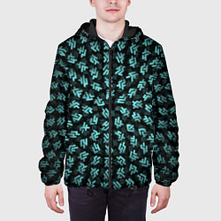 Куртка с капюшоном мужская Инопланетный текст, цвет: 3D-черный — фото 2