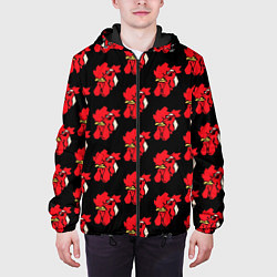 Куртка с капюшоном мужская Петухи узор, цвет: 3D-черный — фото 2