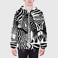 Куртка с капюшоном мужская Полосатая зебра, цвет: 3D-белый — фото 2