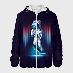 Куртка с капюшоном мужская Космический скейтбордист, цвет: 3D-белый