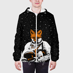 Куртка с капюшоном мужская Лис космонавт, цвет: 3D-белый — фото 2