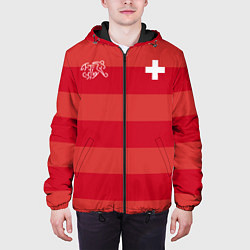 Куртка с капюшоном мужская Сборная Швейцарии по футболу, цвет: 3D-черный — фото 2