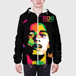 Куртка с капюшоном мужская Боб Марли: фан-арт, цвет: 3D-белый — фото 2