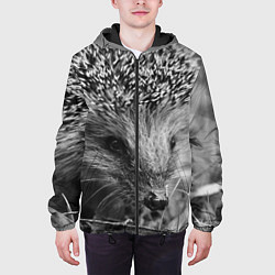 Куртка с капюшоном мужская Взгляд ёжика, цвет: 3D-черный — фото 2