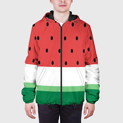 Куртка с капюшоном мужская Сочный арбуз, цвет: 3D-черный — фото 2