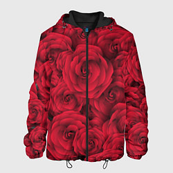 Куртка с капюшоном мужская Красные розы, цвет: 3D-черный