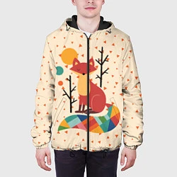 Куртка с капюшоном мужская Осенняя лисичка, цвет: 3D-черный — фото 2