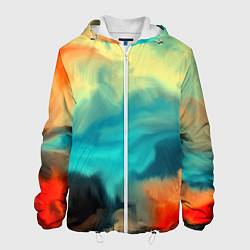 Куртка с капюшоном мужская Разноцветная акварель, цвет: 3D-белый