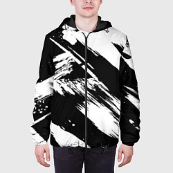 Куртка с капюшоном мужская Чёрно-белый, цвет: 3D-черный — фото 2