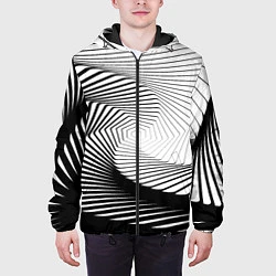 Куртка с капюшоном мужская Оптический узор, цвет: 3D-черный — фото 2