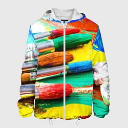 Куртка с капюшоном мужская Кисти и краски, цвет: 3D-белый