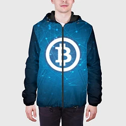 Куртка с капюшоном мужская Bitcoin Blue, цвет: 3D-черный — фото 2