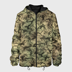 Куртка с капюшоном мужская Камуфляж с утками, цвет: 3D-черный