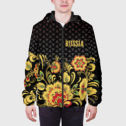 Куртка с капюшоном мужская Russia: black edition, цвет: 3D-черный — фото 2