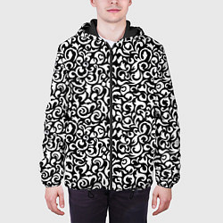 Куртка с капюшоном мужская Винтажные листья, цвет: 3D-черный — фото 2