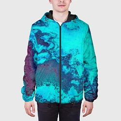 Куртка с капюшоном мужская Лазурные текстуры, цвет: 3D-черный — фото 2