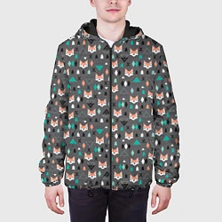 Куртка с капюшоном мужская Лисы и геометрия, цвет: 3D-черный — фото 2