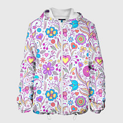 Куртка с капюшоном мужская Цветочный сад, цвет: 3D-белый