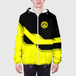 Куртка с капюшоном мужская BVB FC: Yellow style, цвет: 3D-белый — фото 2