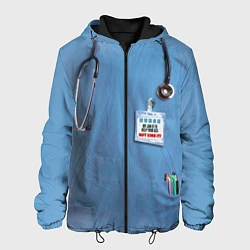Куртка с капюшоном мужская Костюм врача, цвет: 3D-черный