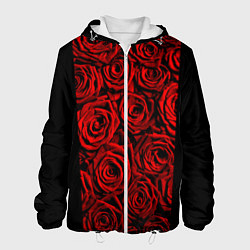 Куртка с капюшоном мужская Унисекс / Красные розы, цвет: 3D-белый