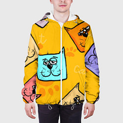 Куртка с капюшоном мужская Котики, цвет: 3D-белый — фото 2