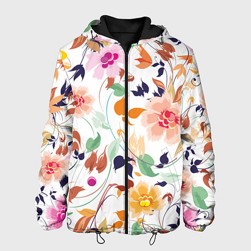 Мужская куртка Нежные цветы / 3D-Черный – фото 1