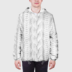 Куртка с капюшоном мужская Вязанная ткань, цвет: 3D-белый — фото 2