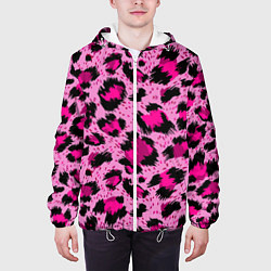 Куртка с капюшоном мужская Розовый леопард, цвет: 3D-белый — фото 2